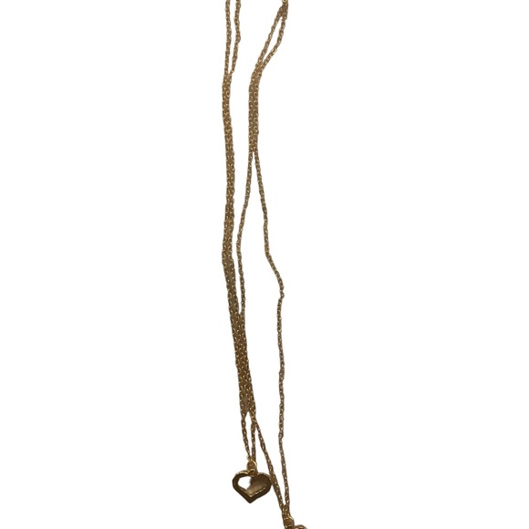 Gold double  layered rhinestone heart necklace - Picture 3 of 3